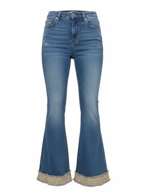 Free People Bell Bottom Jeans with Tulle and Sequin Hem